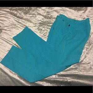 Turquoise stretchy jeans